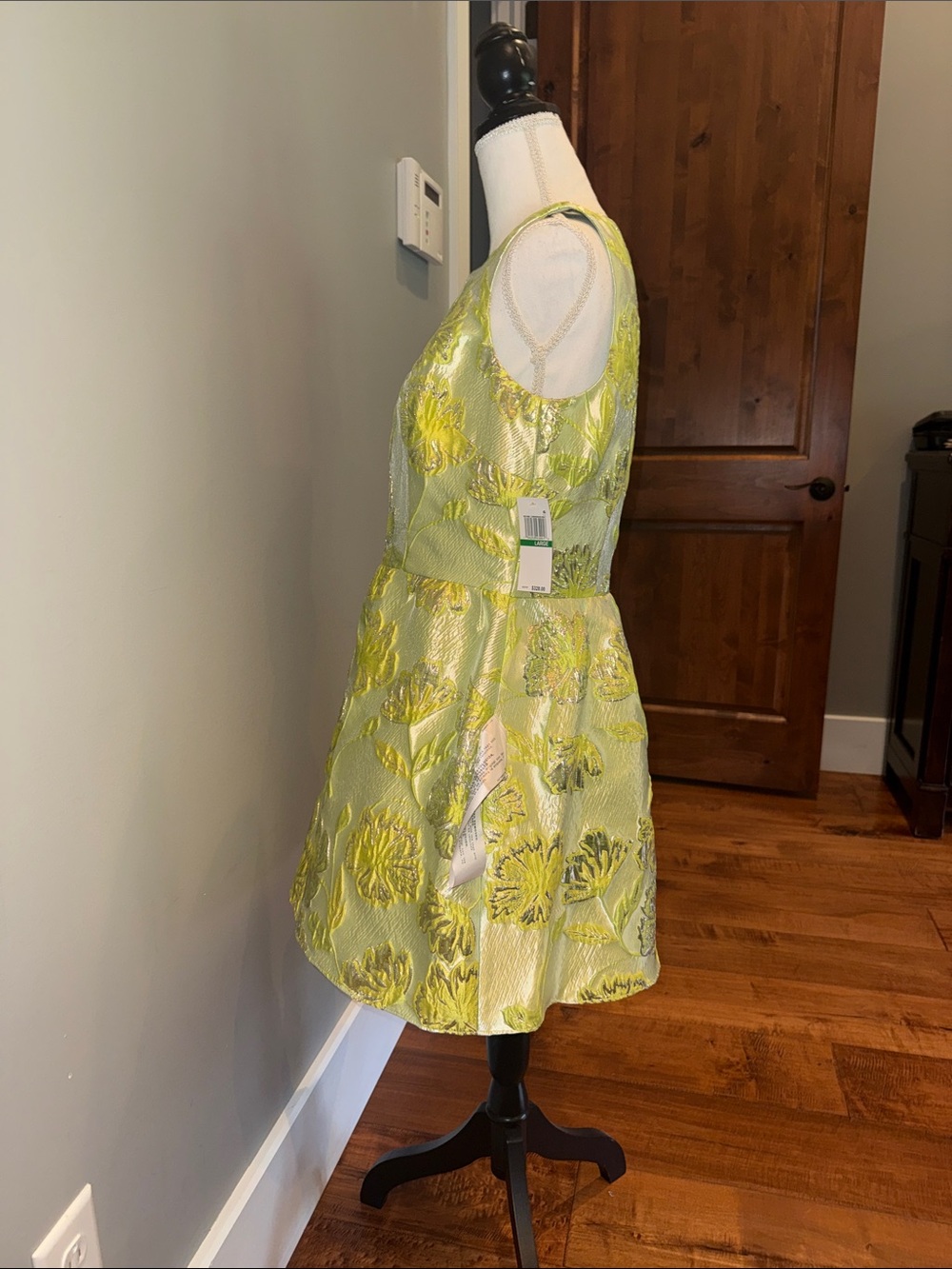 Dress the population party special occasion dress NWT metallic green floral - Picture 6 of 11